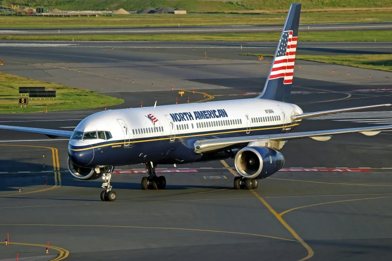 a large jetliner sitting on top of an airport runway, stars and stripes, 💋 💄 👠 👗, nordic, promo image