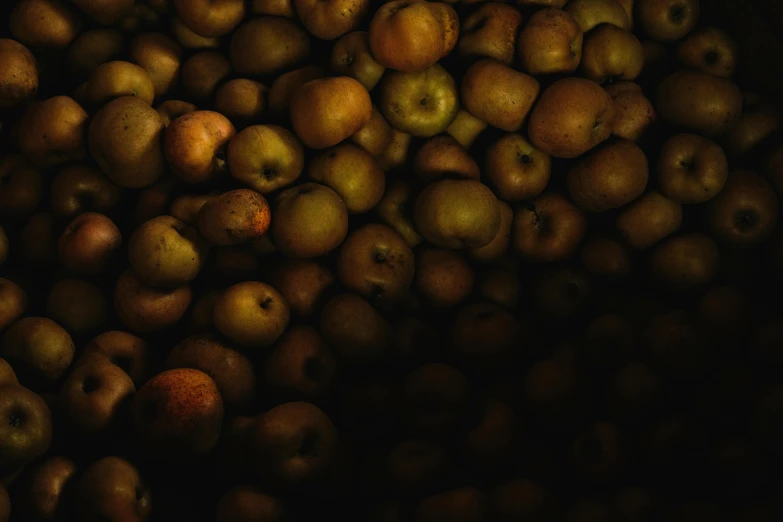 a pile of apples sitting on top of a table, unsplash, tonalism, background image, digital image, brown, 4l