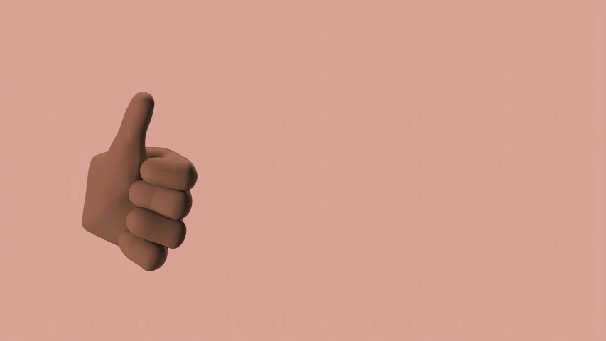 a hand with a thumb up on a pink background, a digital rendering, by Gavin Hamilton, trending on pexels, with brown skin, made of bronze, background image, 3d minimalistic