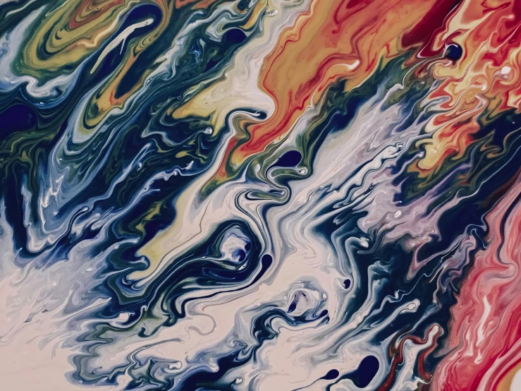 a close up of a painting on a wall, inspired by Umberto Boccioni, pexels contest winner, generative art, liquid marble fluid painting, nasa photo, instagram post, muted intense colors