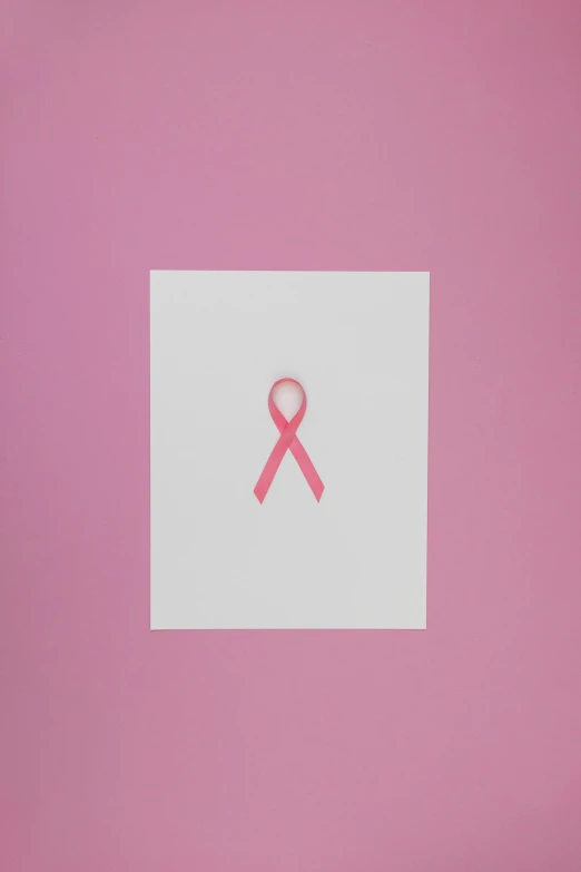 a piece of paper with a pink ribbon on it, poster art, by Carey Morris, pexels contest winner, visual art, medical image, single color, instagram post, - 12p