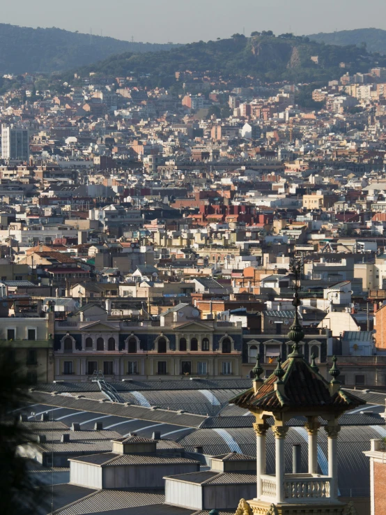 a view of a city from the top of a hill, by Luis Molinari, slide show, closeup - view, gigapixel, metallic