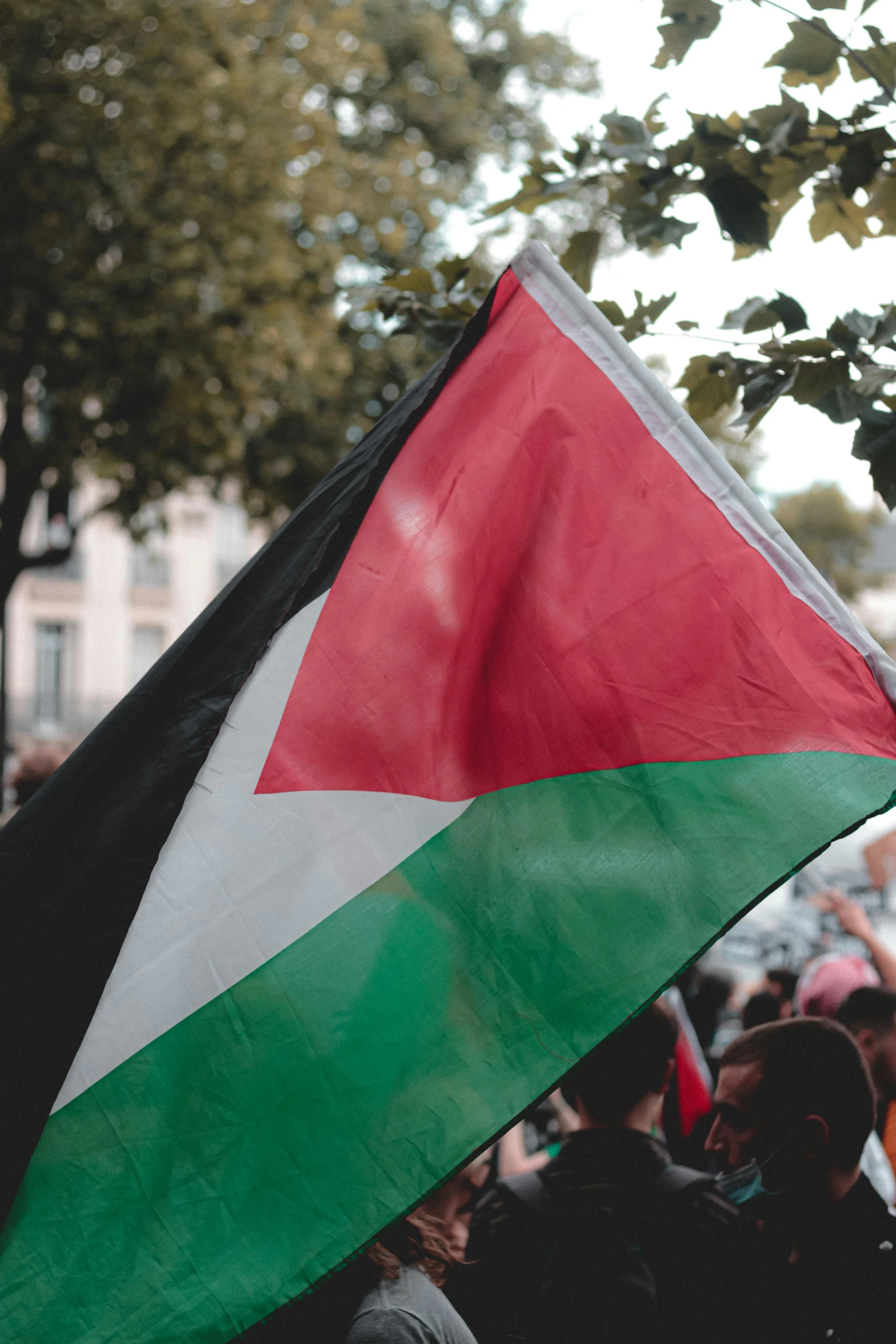 a group of people that are holding a flag, by Matija Jama, trending on unsplash, unilalianism, jerusalem, closeup photo, red green white black, 🚿🗝📝