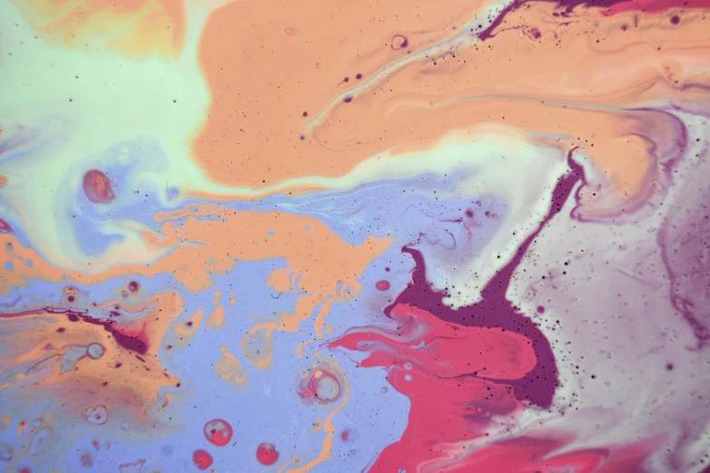 a close up of a liquid painting on a surface, trending on pexels, lyrical abstraction, some orange and purple, flowing milk, ecstasy, album cover