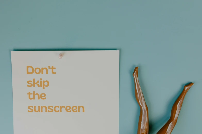a poster that says don't skip the sunscreen, unsplash, plasticien, panel, billboard image, thigh gap, brown