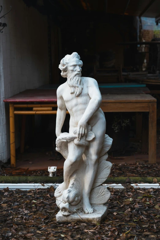 a statue of a man sitting on a rock, a statue, inspired by Nassos Daphnis, unsplash, mannerism, albino dwarf, 155 cm tall, fishing, lot of details