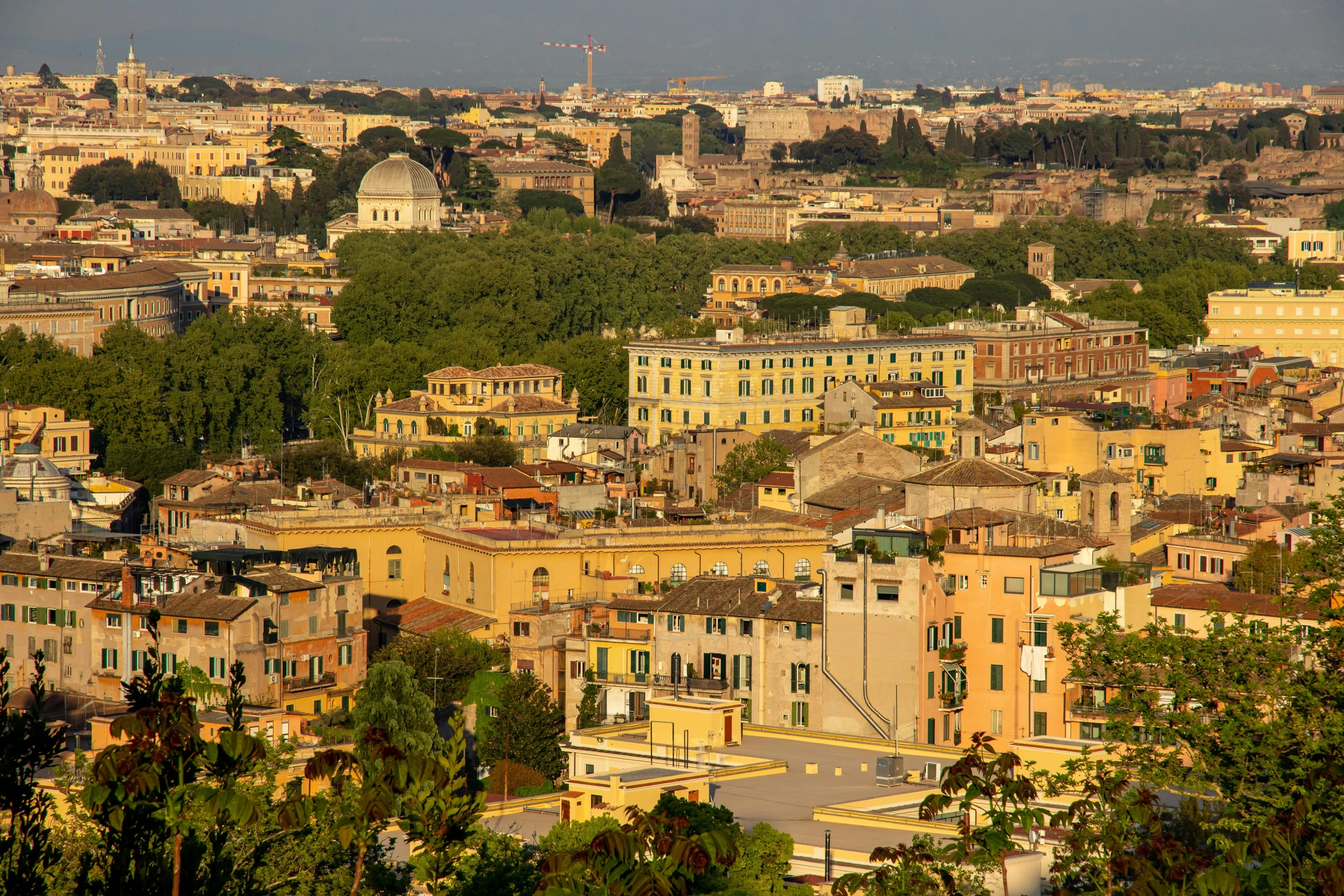 a view of a city from the top of a hill, pexels contest winner, neoclassicism, late afternoon light, market in ancient rome, a green, brown