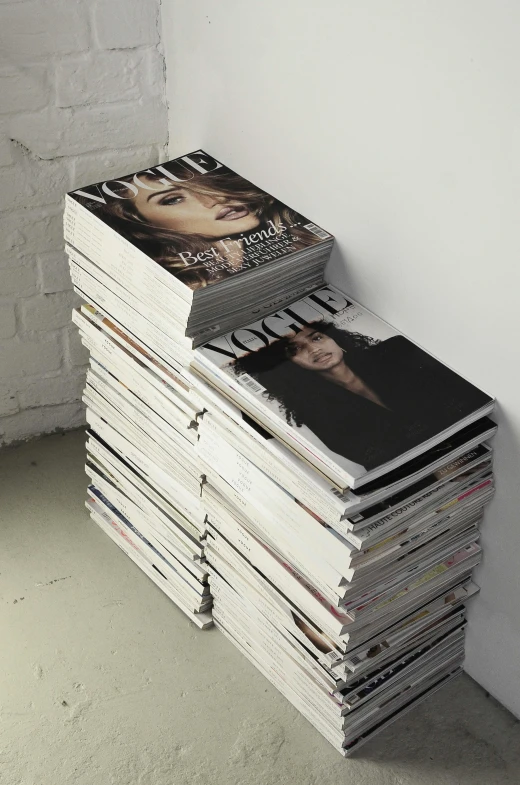 a stack of magazines stacked on top of each other, an album cover, tumblr, happening, for vogue, woo kim, ignant, no - text no - logo