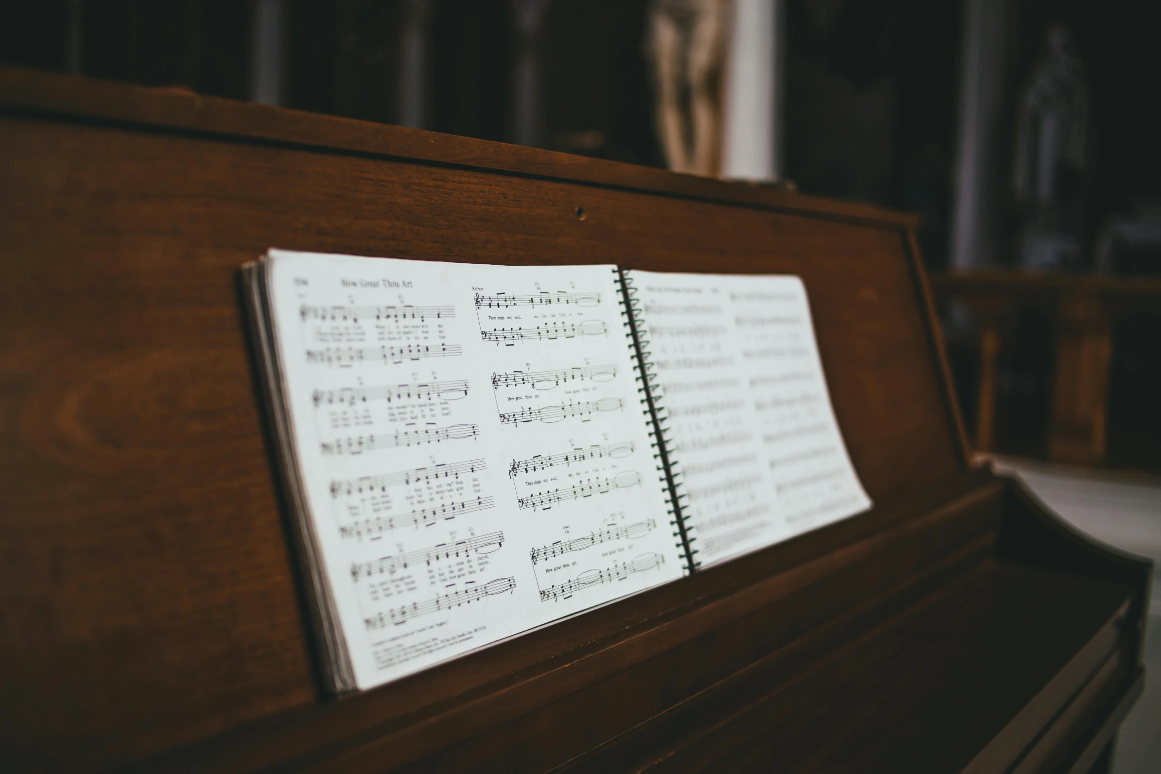 a piano with sheet music sitting on top of it, pexels, pews, well list, ryan church, ilustration