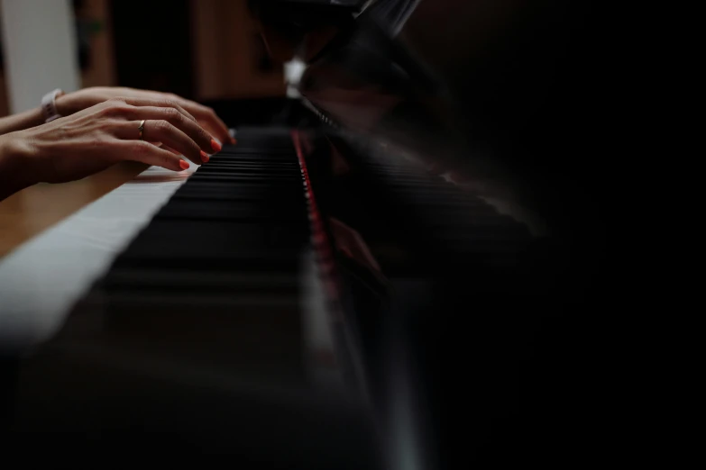 a close up of a person playing a piano, unsplash, realism, 8 k sensual lighting, taken with canon 5d mk4, ilustration, (night)