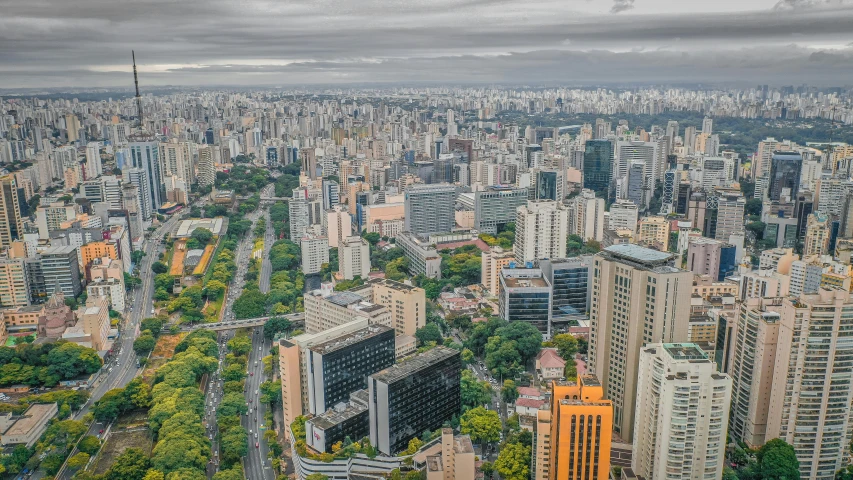 a view of a city from the top of a tall building, by Felipe Seade, edu souza, fan favorite, a park, 4k panoramic