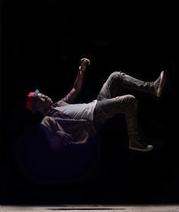 a man flying through the air while riding a skateboard, an album cover, by Stokely Webster, happening, crawling out of a dark room, press photo, with rap cap on head, taken with canon 8 0 d