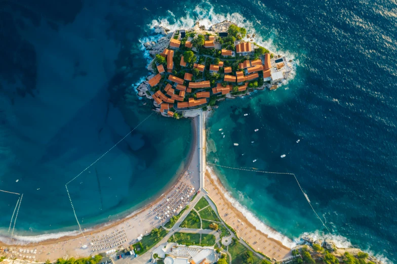 a small island in the middle of the ocean, by Matija Jama, unsplash contest winner, renaissance, port city, boka, 4k image”, square