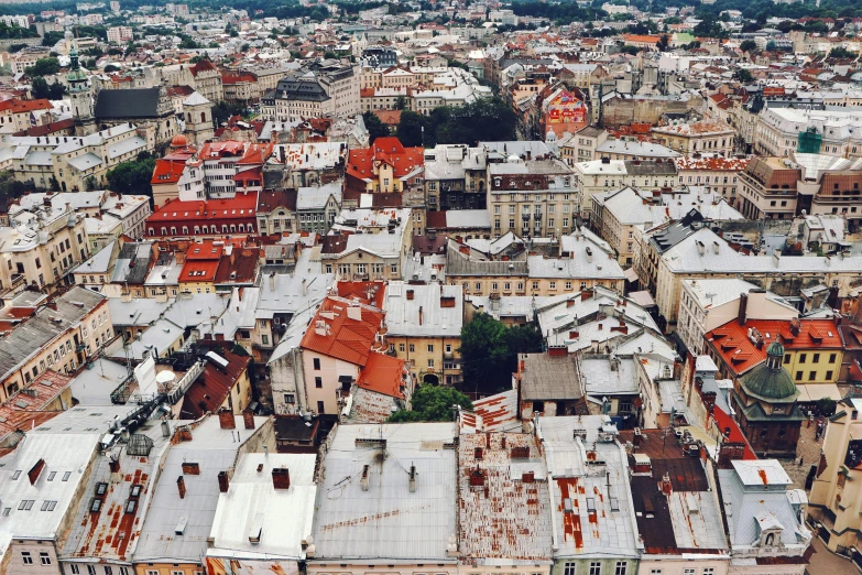 a view of a city from the top of a building, by Emma Andijewska, pexels contest winner, baroque, square, high quality screenshot, khreschatyk, 3 4 5 3 1