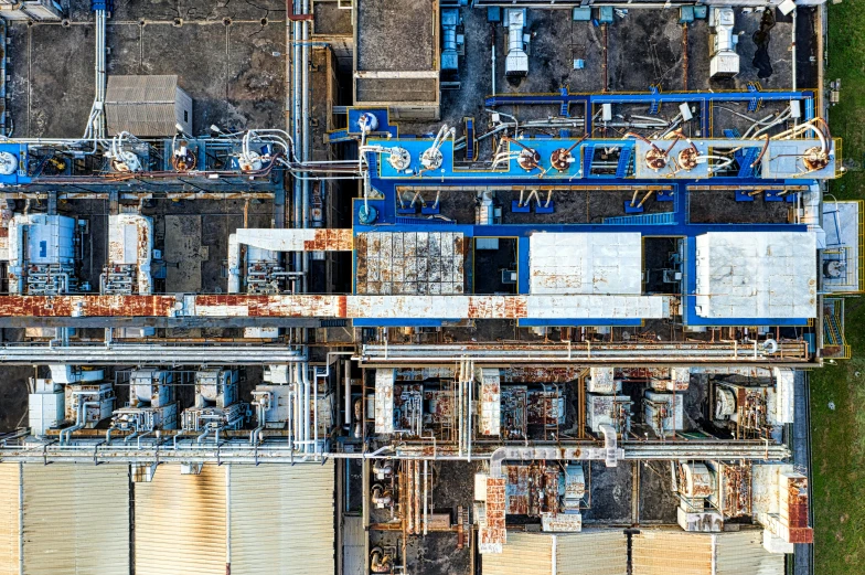 an aerial view of a large industrial plant, pexels contest winner, renaissance, overdetailed, thumbnail, flat lay, highly saturated