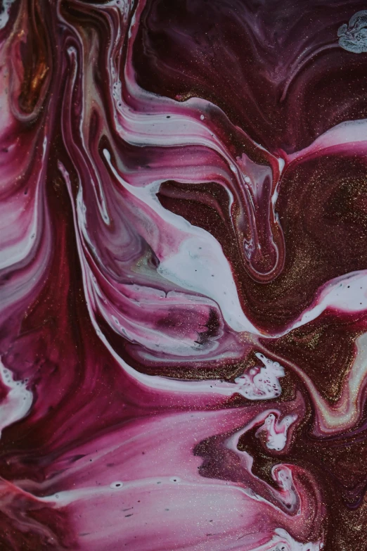 a close up of a painting of a woman's face, inspired by Julian Schnabel, trending on pexels, abstract art, berry juice drips, marbled swirls, maroon and white, made of liquid