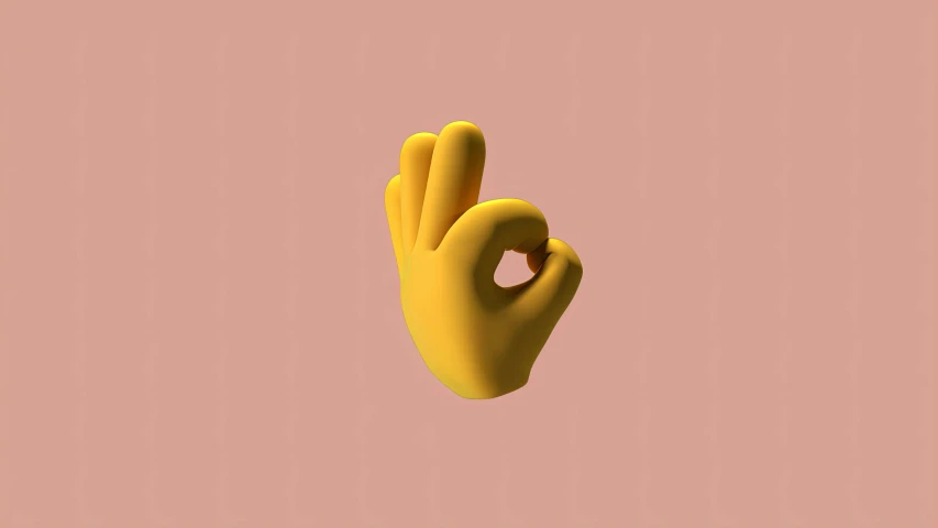 a yellow hand making a v sign on a pink background, inspired by Bruce Nauman, trending on pexels, in-game 3d model, behance lemanoosh, cooked, made of rubber