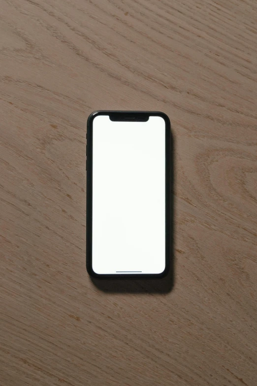 a cell phone sitting on top of a wooden table, a cartoon, pexels, minimalism, clean black outlines, taken on iphone 14 pro, half body photo, blank