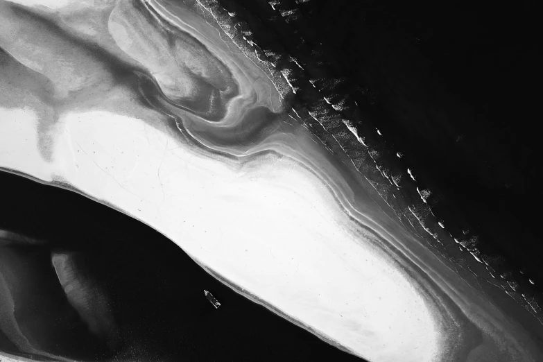 a black and white photo of a whale's mouth, inspired by René Burri, unsplash, conceptual art, satellite view, salt dunes, liquid marble fluid painting, listing image