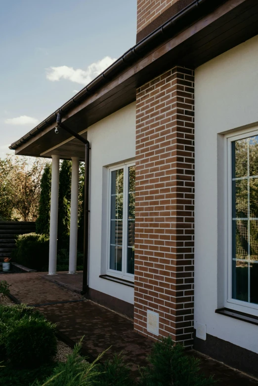 a couple of windows sitting on the side of a house, a picture, by Károly Lotz, unsplash, low quality photo, panorama view, high details photo, garden