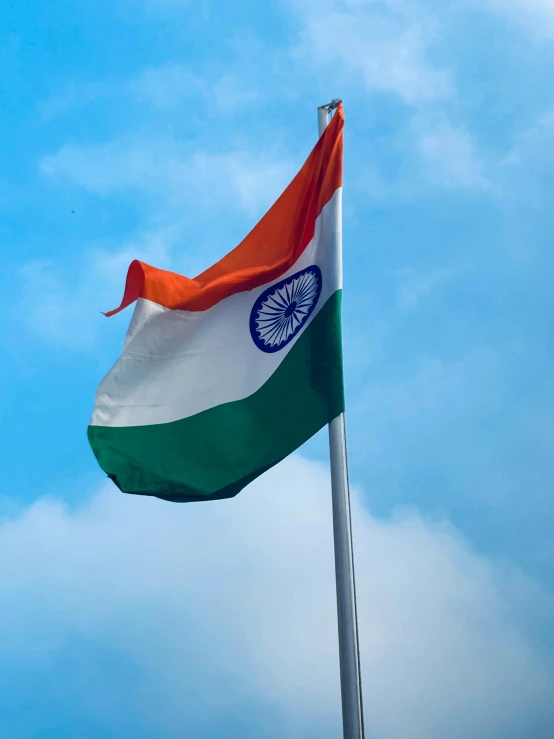 the indian flag is flying high in the sky, by Sam Dillemans, pexels contest winner, 🚿🗝📝, profile image, square, profile close-up view