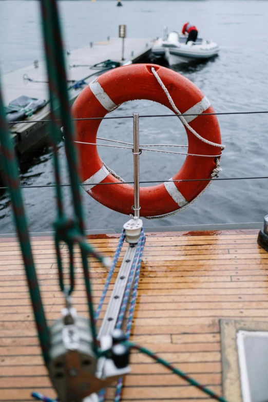 a life preserver on the deck of a boat, pexels contest winner, happening, half turned around, low quality photo, norway, round-cropped