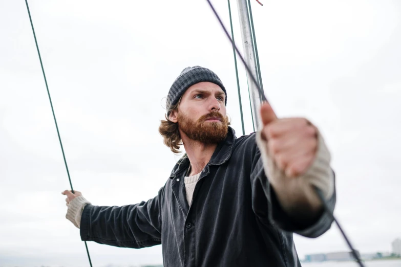 a man that is standing on a boat, braided beard redhead dreadlocks, set sail, ash thorp, thumbnail