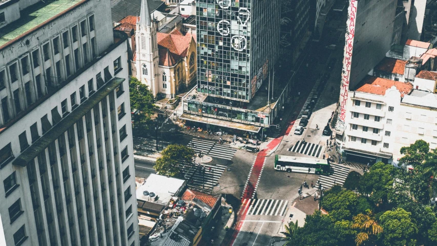 a view of a city from the top of a building, by Daniel Lieske, pexels contest winner, modernism, avenida paulista, square, thumbnail, high quality image