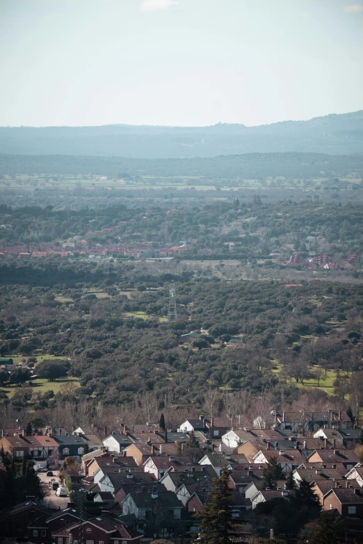 a view of a town from the top of a hill, by Julian Allen, happening, full frame image, cupertino, crisp image