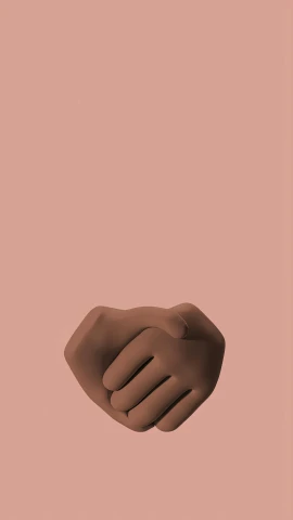 two hands holding each other on a pink background, by Josse Lieferinxe, conceptual art, george floyd, black and terracotta, smoth 3d illustration, cute illustration
