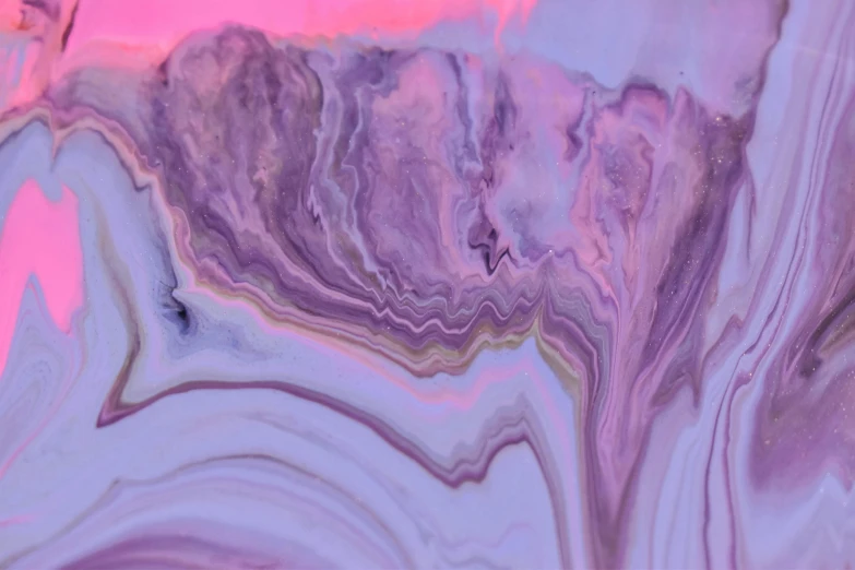 a close up of a marble surface with a pink sky in the background, trending on pexels, metaphysical painting, purple liquid, liquid sculpture, multilayered paint, pouring