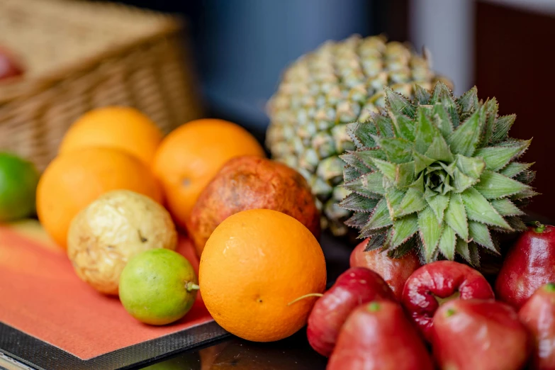 a pile of fruit sitting on top of a table, profile image