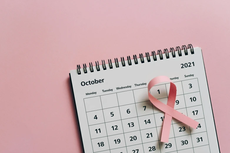 a calendar with a pink ribbon on it, happening, 1024x1024, surgical supplies, thumbnail, ((pink))