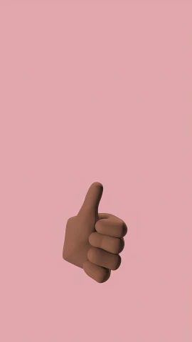 a hand giving a thumbs up on a pink background, by Nyuju Stumpy Brown, aestheticism, brown:-2, 15081959 21121991 01012000 4k, life size, emoji