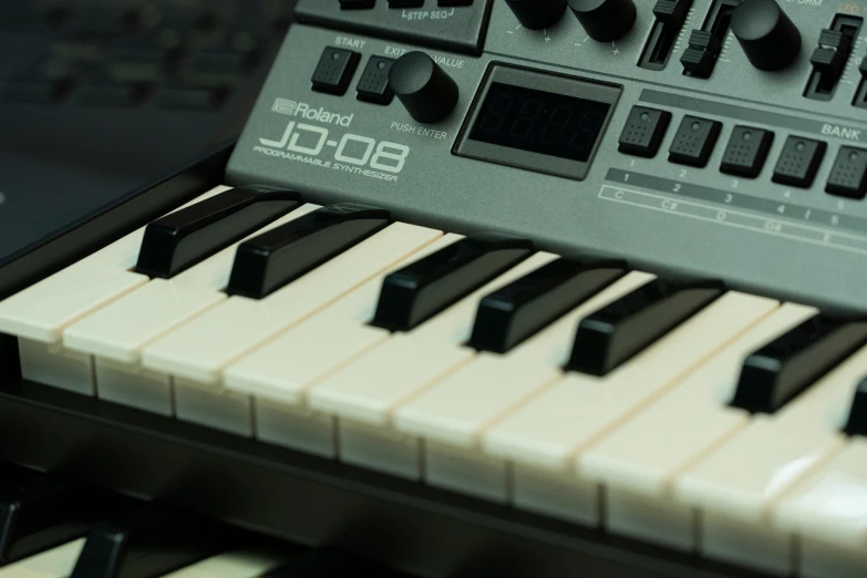 a close up of a keyboard with many keys, an album cover, by John Covert, unsplash, synthetism, playing a korg ms-20 synthesizer, medium poly, jacqueline e, profile picture
