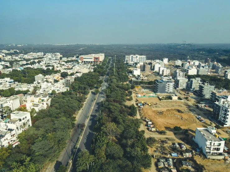 an aerial view of a city with lots of buildings, samikshavad, landscape photo, bangalore, ultrawide shots, crisp image