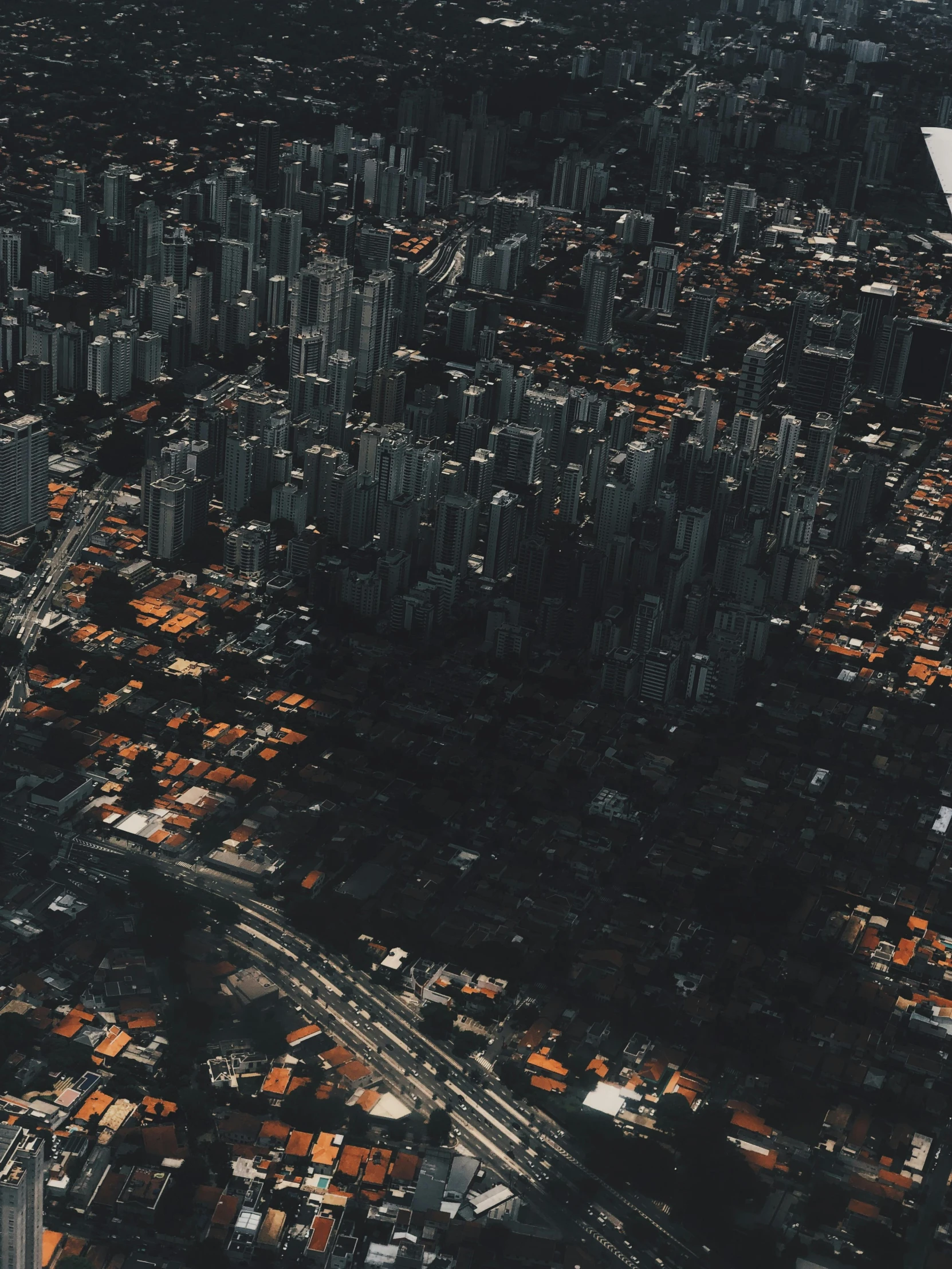 an aerial view of a city with tall buildings, an album cover, by Matteo Pérez, pexels contest winner, brazil, 4k detail post processing, multiple stories, high quality image