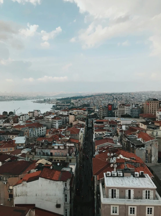 a view of a city from the top of a building, by Ismail Acar, istanbul, low quality photo, flatlay, background image