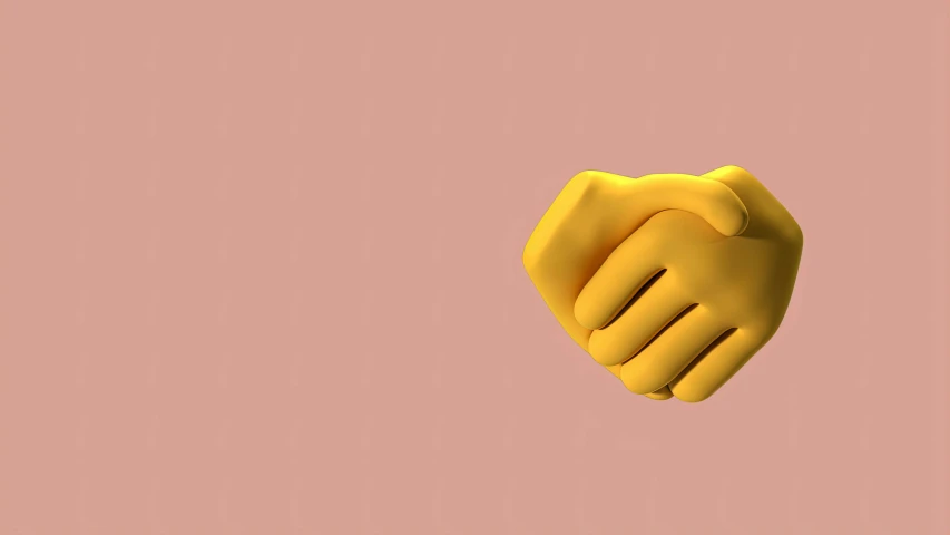 two hands in the shape of a heart, a 3D render, inspired by Mike Winkelmann, trending on pexels, yellow, pink iconic character, fist fight, mustard