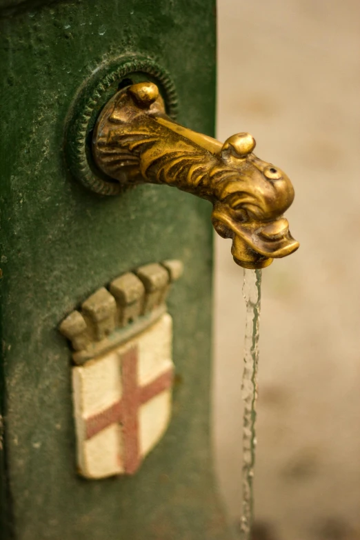 a close up of a faucet with water coming out of it, by Jan Tengnagel, renaissance, historical setting, square, quaint, image
