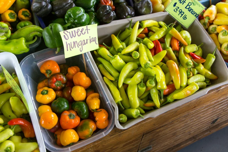 a table topped with lots of different types of peppers, slide show, a brightly colored, petite, close up image