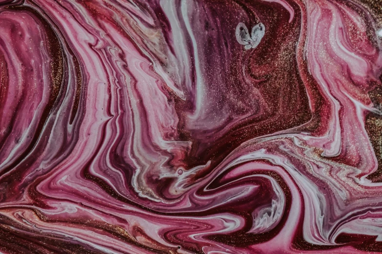 a close up of a painting on a surface, inspired by Julian Schnabel, trending on pexels, fractal veins, plum color scheme, pink, swirl