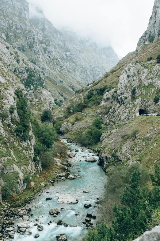 a river running through a lush green valley, a picture, pexels contest winner, hurufiyya, spain, 2 5 6 x 2 5 6 pixels, instagram story, cozy