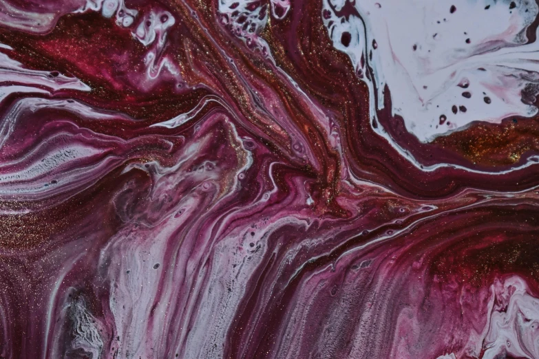 a close up of a purple and white painting, trending on pexels, red liquid, aerial iridecent veins, garnet, maroon