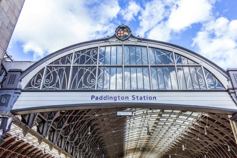 a train station with a blue sky in the background, by Nick Fudge, shutterstock, emma bridgewater and paperchase, pendleton ward, thumbnail, high details photo