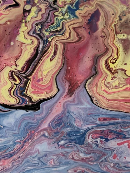 a close up of a painting of a body of water, trending on pexels, abstract art, colored marble, happy trippy mood, made of liquid, muddy colors