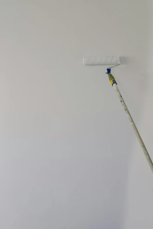 a person painting a wall with a paint roller, a minimalist painting, unsplash, arbeitsrat für kunst, white ceiling, journalism photo, white broom closet, grey