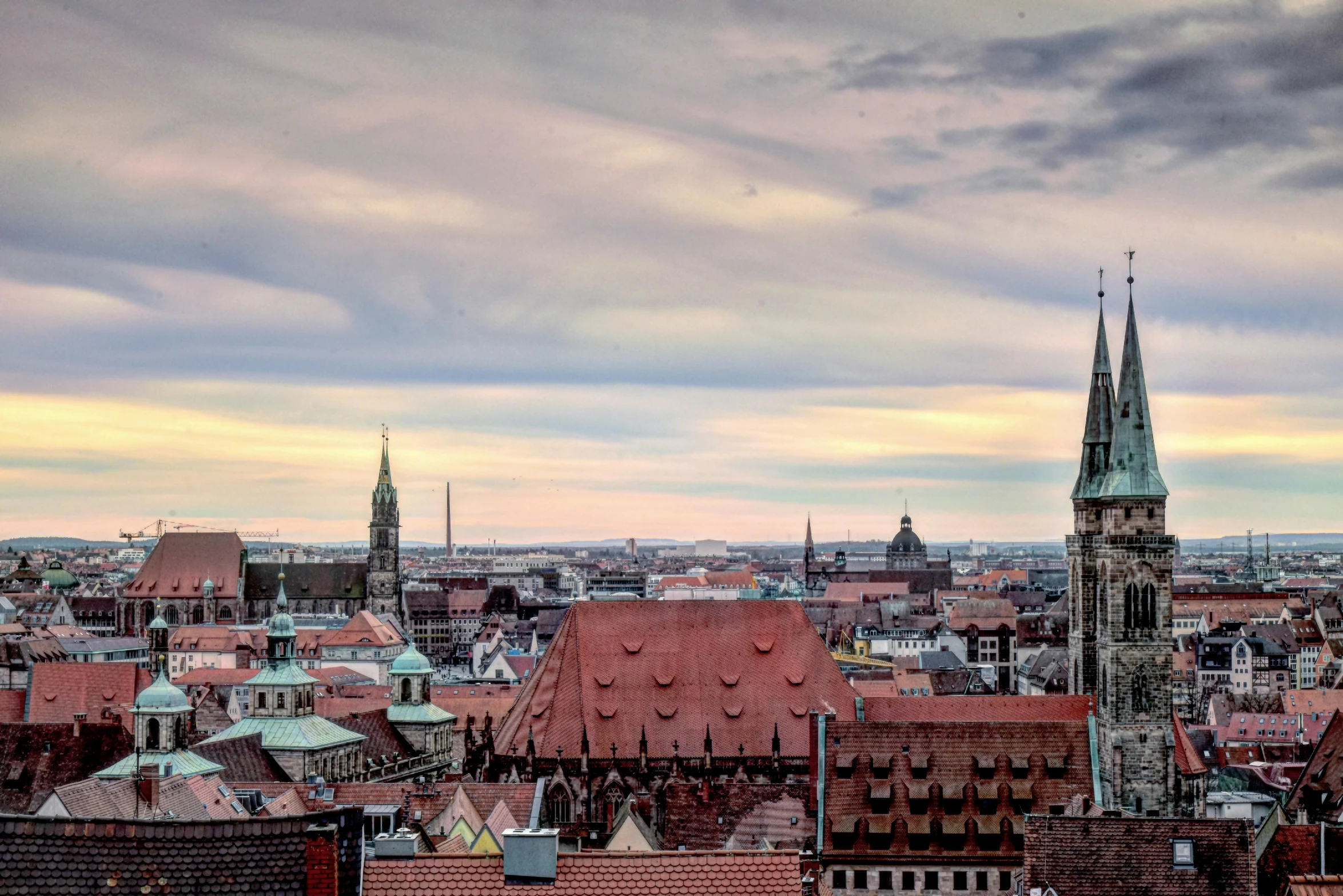 a view of a city from the top of a building, by Jakob Gauermann, pexels contest winner, baroque, nuremberg, slide show, square