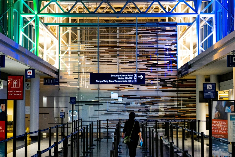 a woman walking through an airport with luggage, temporary art, intricate illuminated lines, bay area, thumbnail, david shing