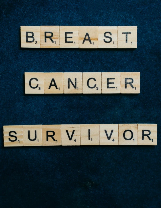 wooden scrabbles spelling breast cancer survivor, an album cover, by Caro Niederer, pexels contest winner, promo image, breastplate, scientific, an olive skinned